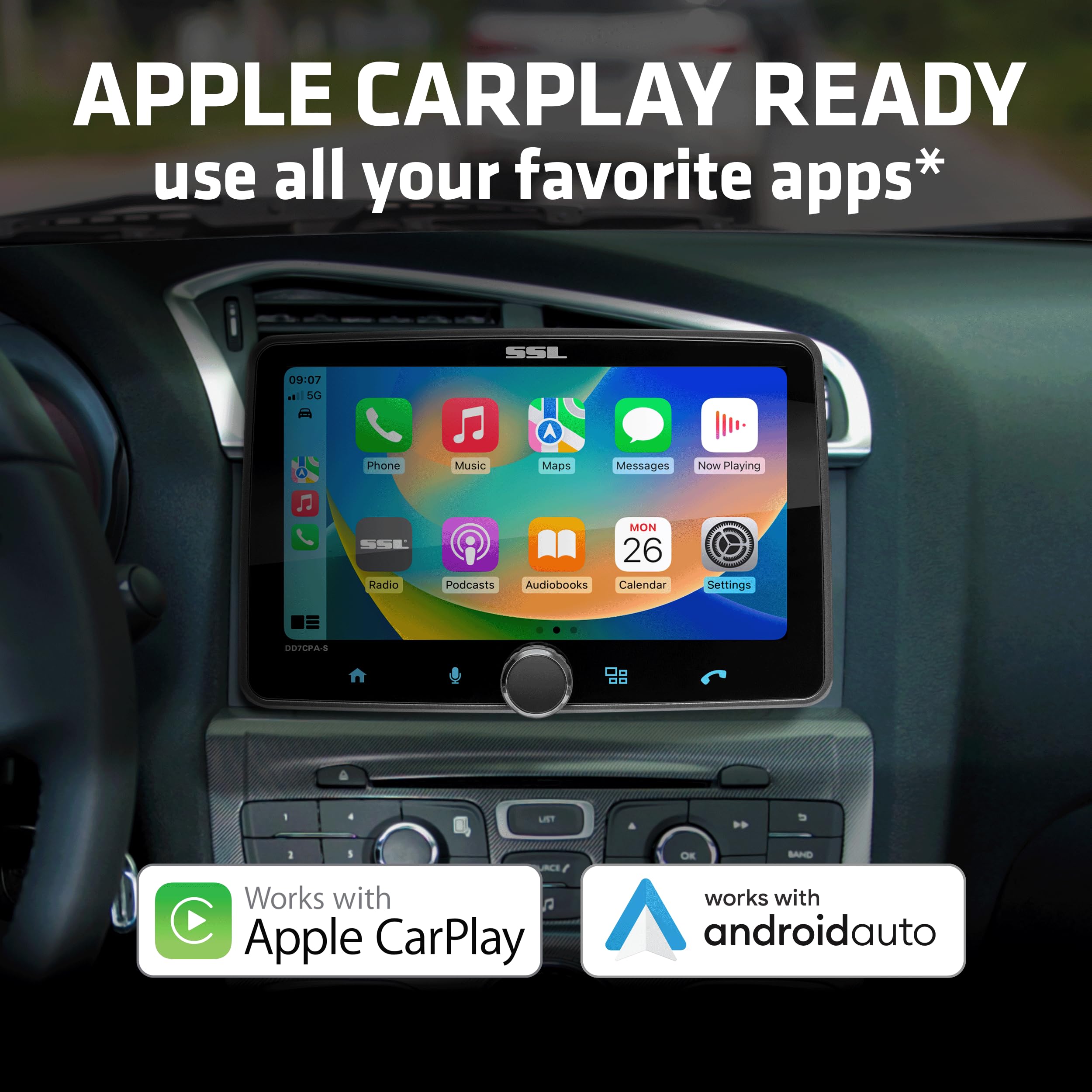 Car Stereo Sound Storm Laboratories DD7CPA-CS – Apple CarPlay, Android Auto, Single Din 7 Inch Touchscreen, Bluetooth, AM/FM Radio, Backup Camera