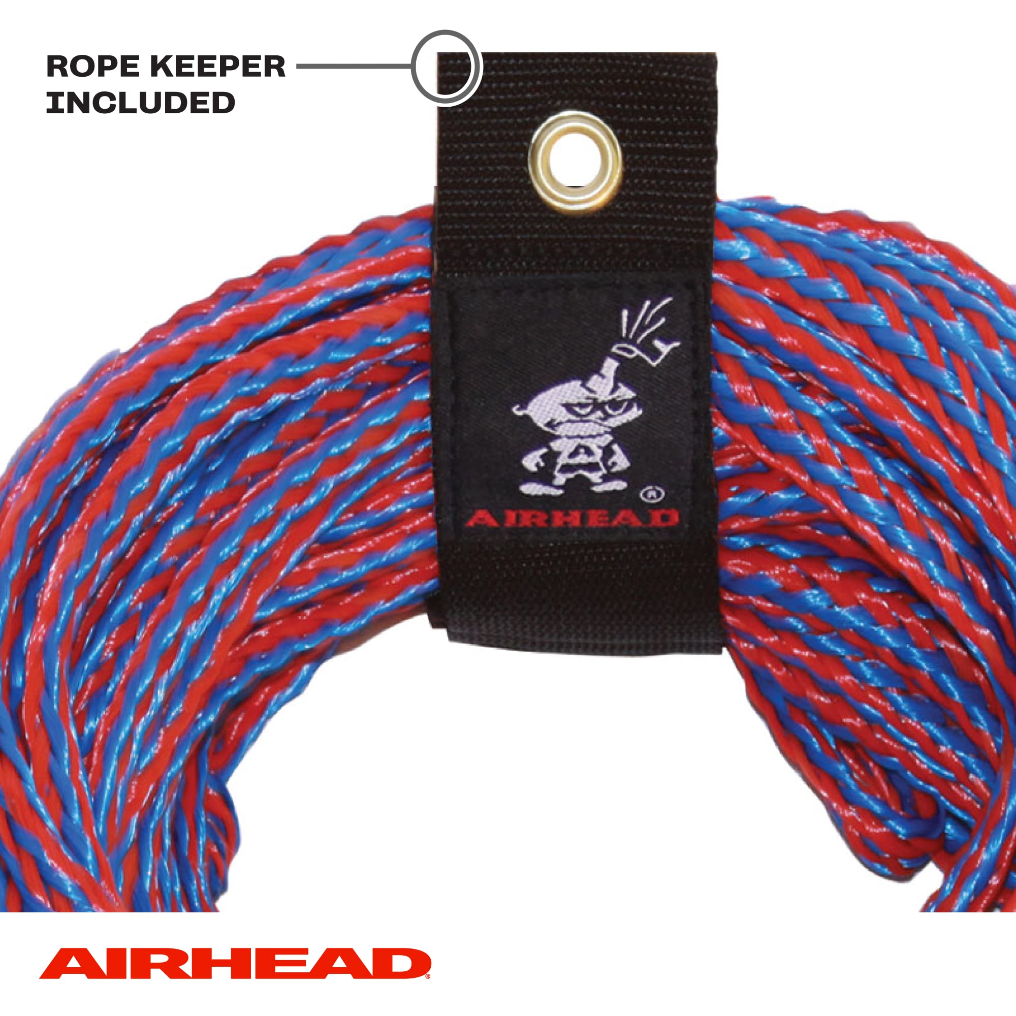 Water Ski Rope Airhead with Rubber Handle, 1 Section, 75-Feet