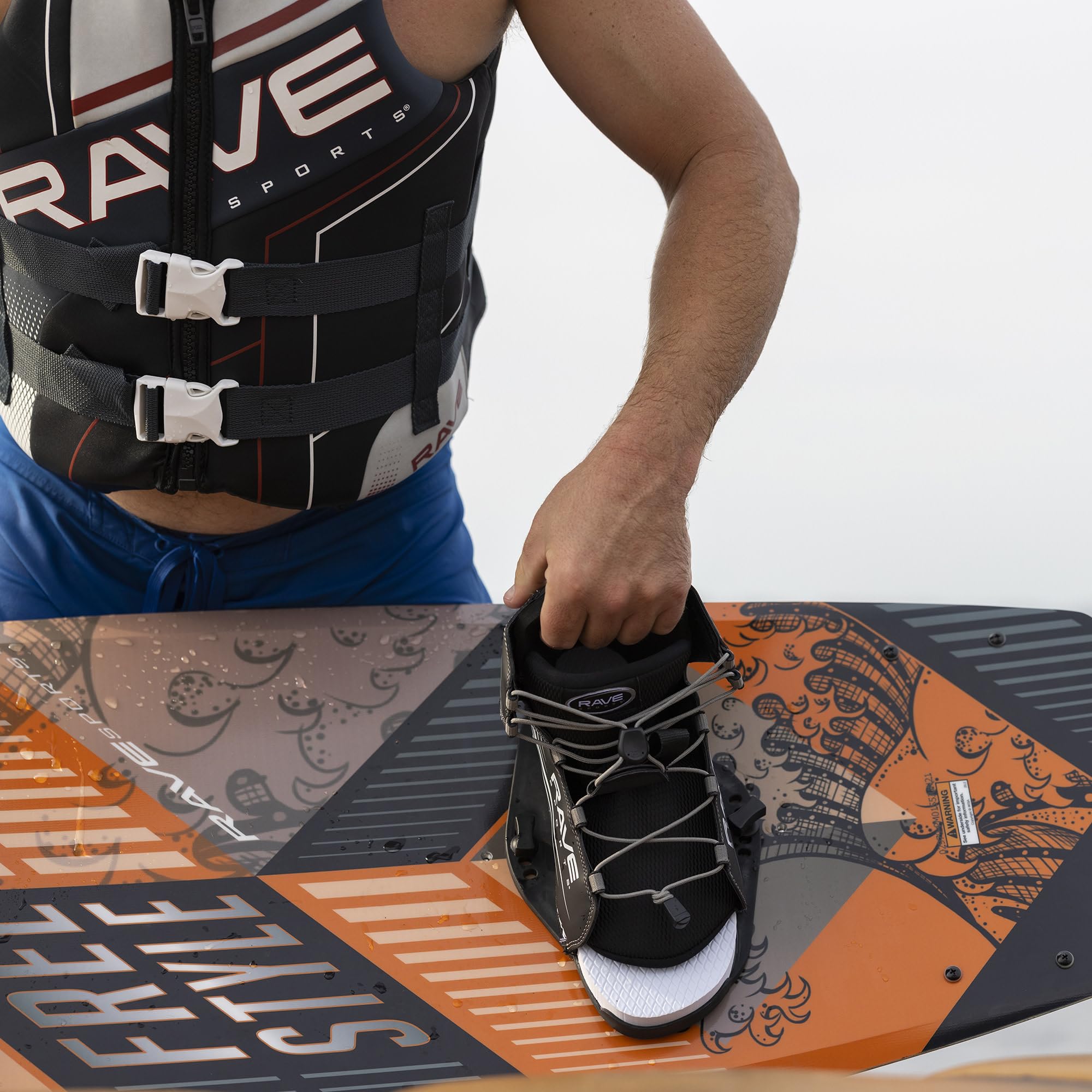 Orange Rave Sports Freestyle Wakeboard and Bindings Package