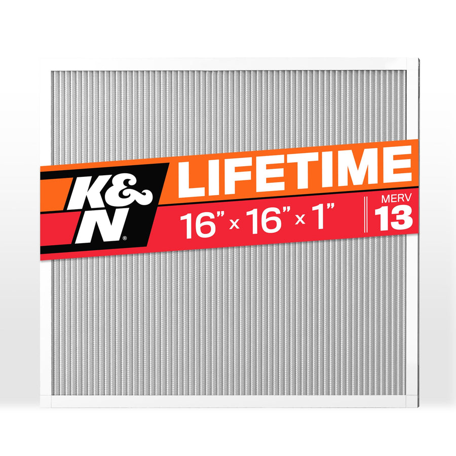 HVAC Furnace Air Filter K&N 16X16X1, Lasts a Lifetime, Washable, Merv 13, the Last HVAC Filter You Will Ever Buy, Breathe Safely at Home or in the Office, HVC-13-11616