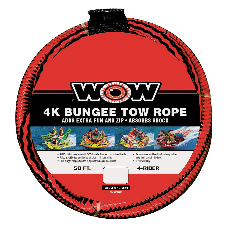 Bungee Tow Rope WOW Sports World of Watersports 19-5040, 50 Feet Long, Black, Standard