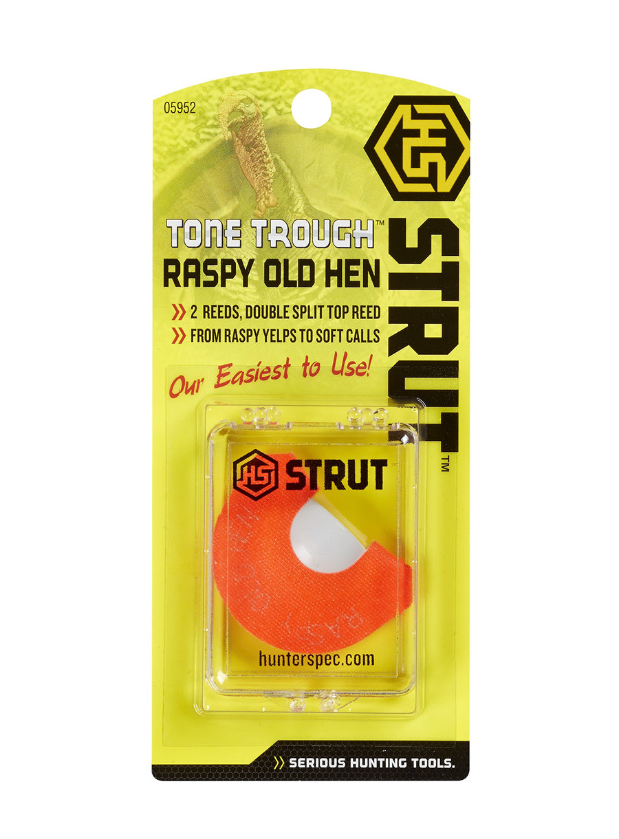 Hunters Specialties Easy-to-Use Realistic Sounds Premium Flex Frame Strut Tone Trough Raspy Old Hen Mouth Turkey Call