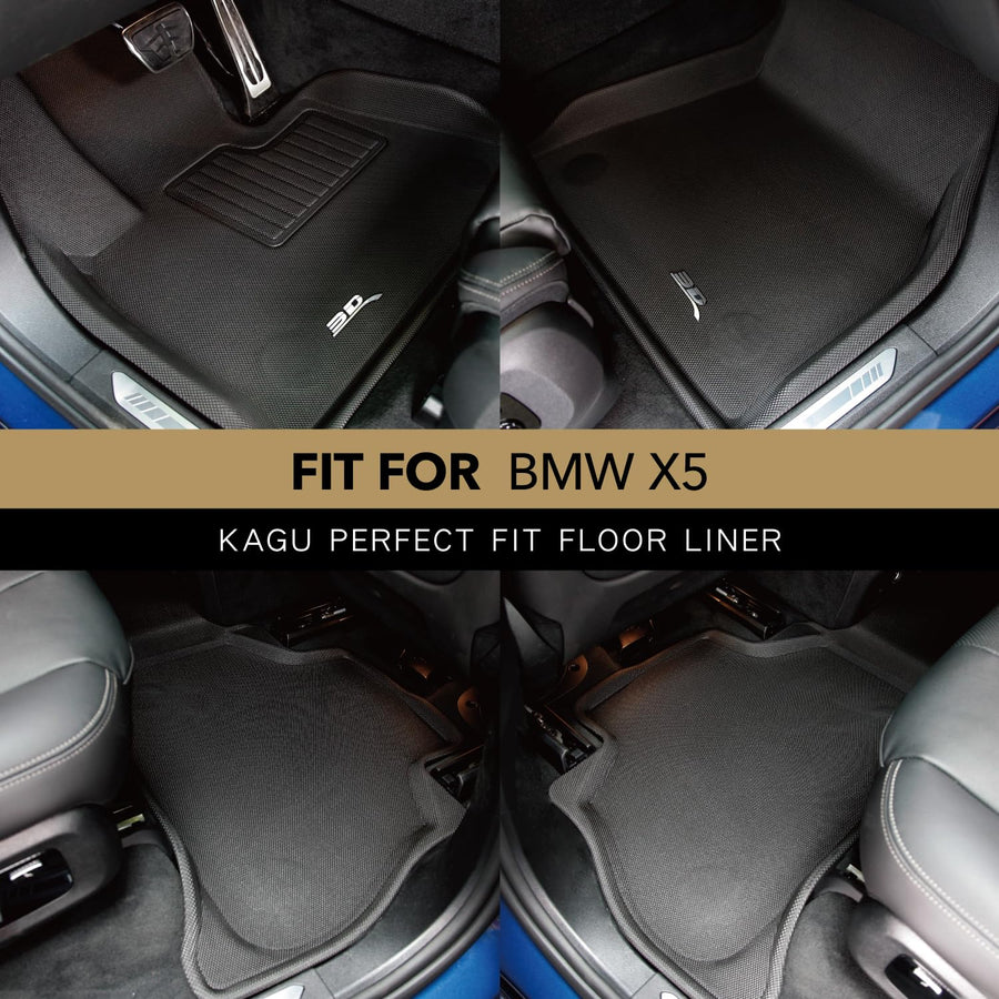 3D MAXpider Kagu Custom Fit Floor Mat (Black) Compatible with BMW X5 (G05) 5-Seat 2019-2026 - Full Set