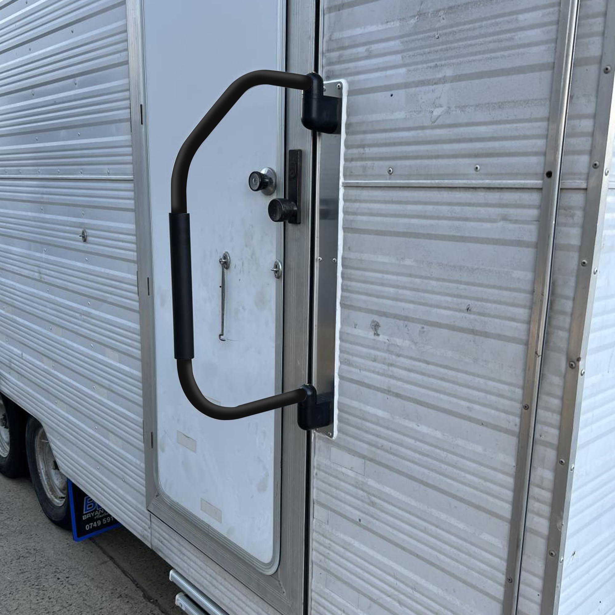 Fold-Away Camco RV Grab Handle | Features Comfort Sleeve and Made of Durable Aluminum | (42175)