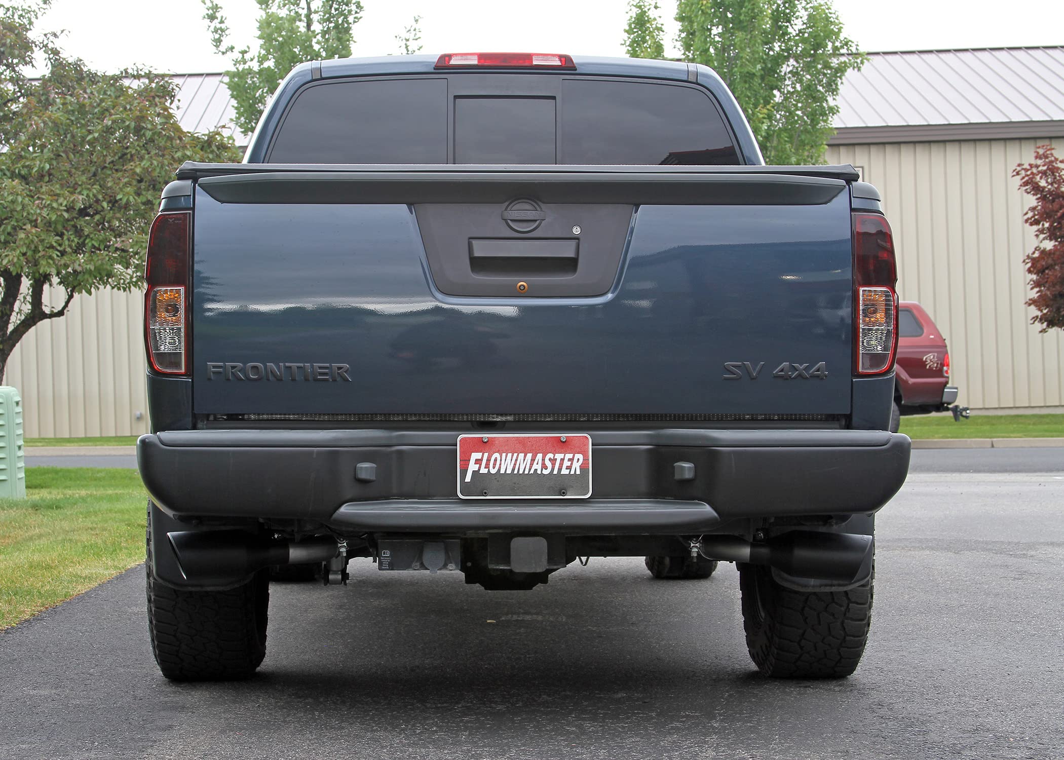 Flowmaster FlowFX 718103 Cat-Back Exhaust Kit 2.5 Inch Dual Side Exit 409 Stainless Steel 4.5 Inch Black Ceramic Stainless Tips Compatible with 2005-2019 Nissan Frontier 4.0L V6 2/4WD all Wheelbases