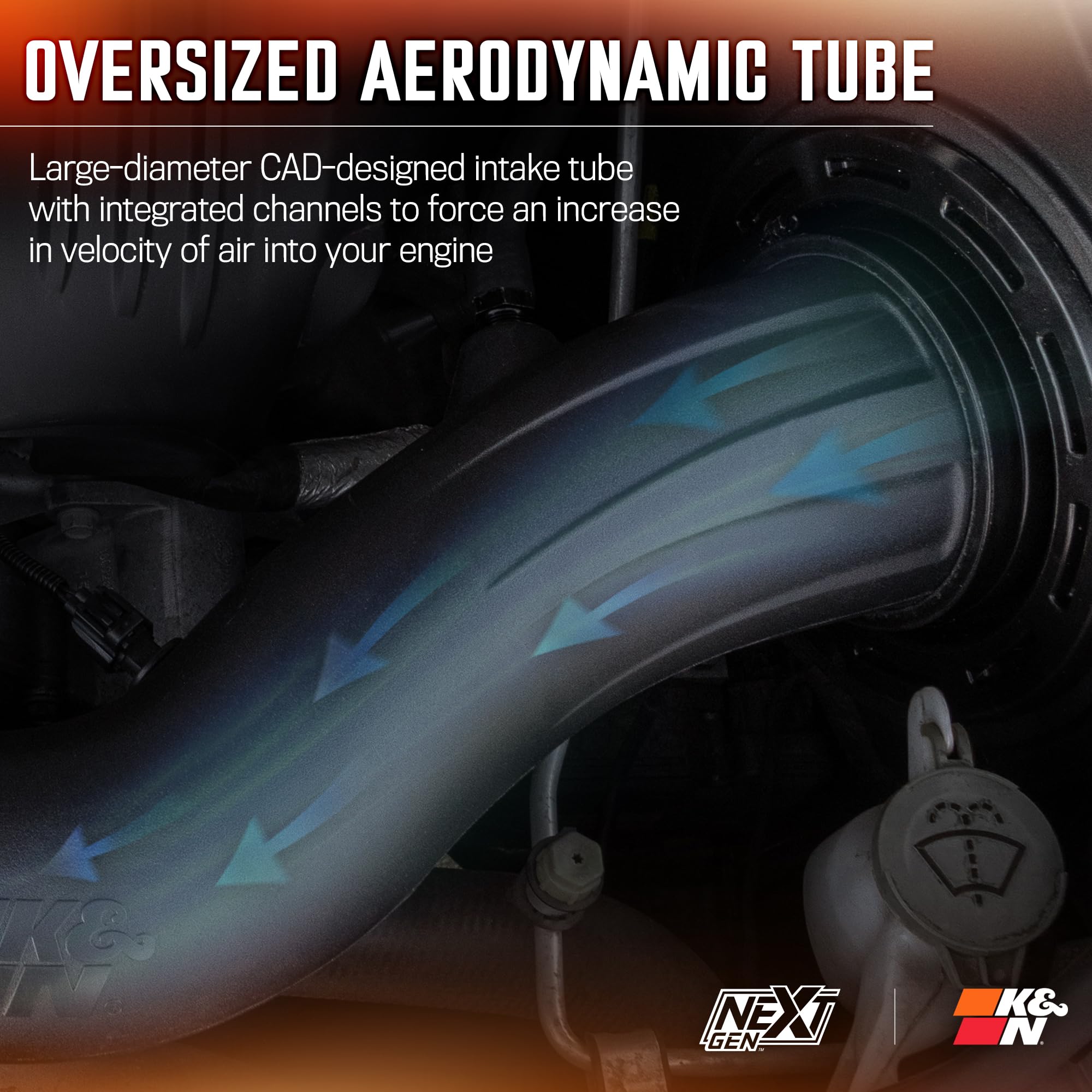 Cold Air Intake System K&N NextGen: High-Flow Cotton Filter: Compatible with 2011-2025 DODGE/JEEP: Durango, Grand Cherokee, 50-1563