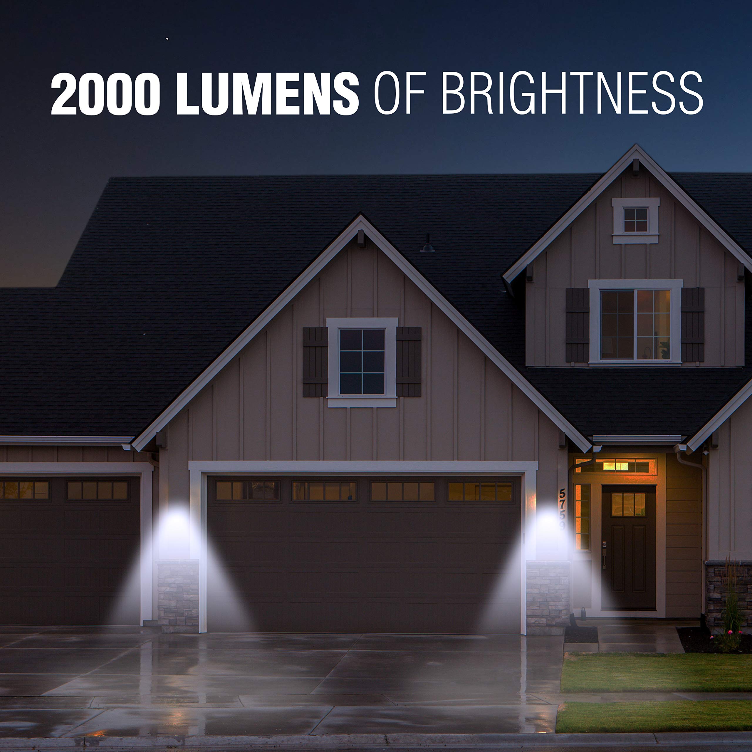 Wagan 2000 Lumen EL8569 Solar Wall Light Solar Outdoor Light LED Waterproof Motion Sensor Security Lights Bright Solar Wireless Flood Wall Lights