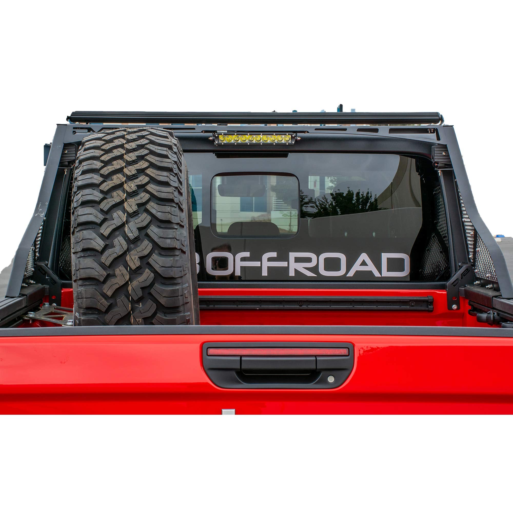 Chase Rack for The Jeep Gladiator JT 2020-2025 | Mounts 3-Inch LED Cube Lights, 50-Inch Single Row LED Light Bar, 10-Inch Single Row LED Light Bar