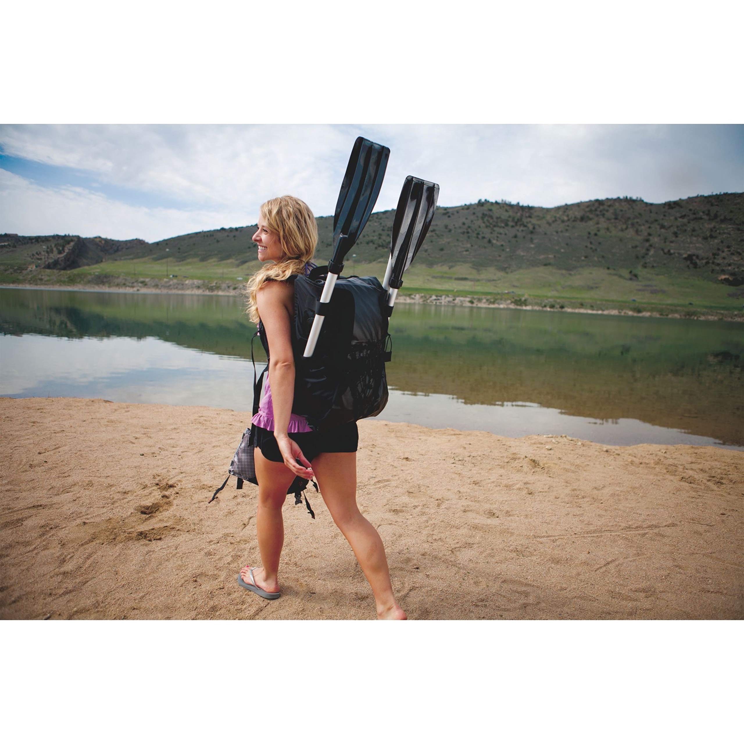 Sevylor K1 QuickPak 1-Person Inflatable Kayak, Kayak Folds into Backpack with 5-Minute Setup, 21-Gauge PVC Construction; Hand Pump & Paddle Included