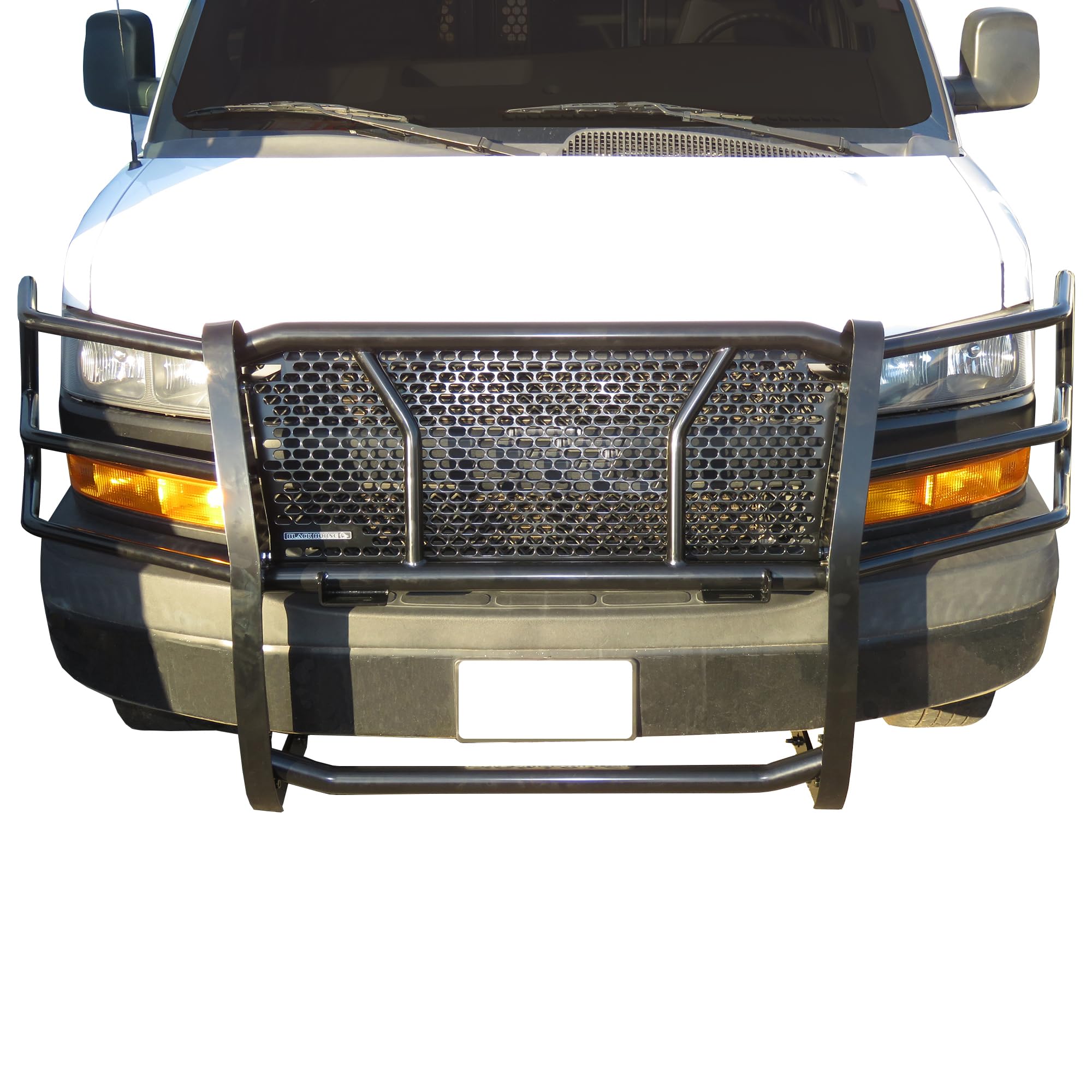 RUGGED Black Horse Heavy Duty Grille Brush Bumper Guard Modular Black Compatible with 2003-2014 Express 1500|2003-2024 Express 2500/3500|2009-2024 Express 4500/Express Cargo-RU-GV02MA-B