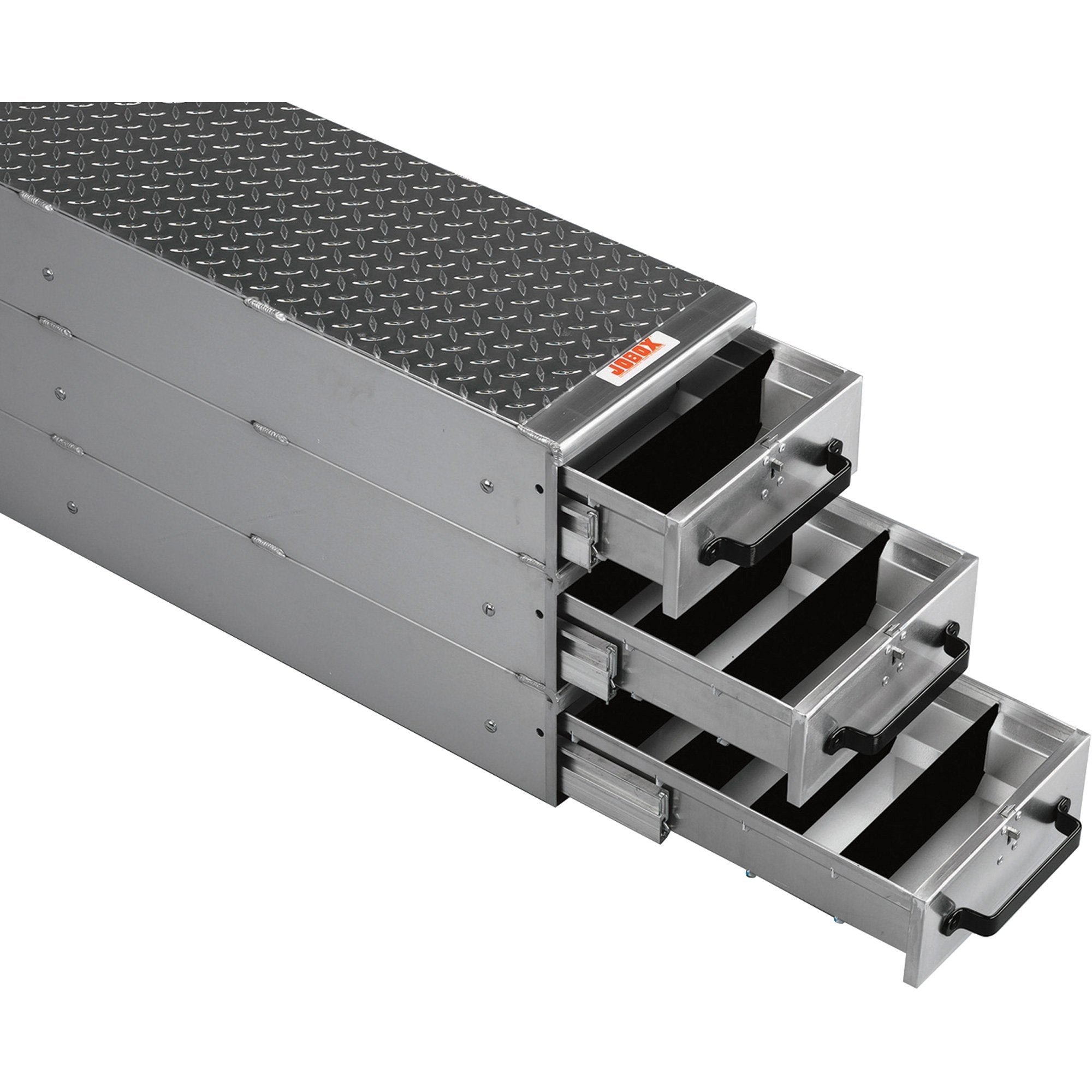 3-Drawer Jobox Heavy-Duty Long Stacked Aluminum Drawer Storage - (12" W x 18" H x 50" L)