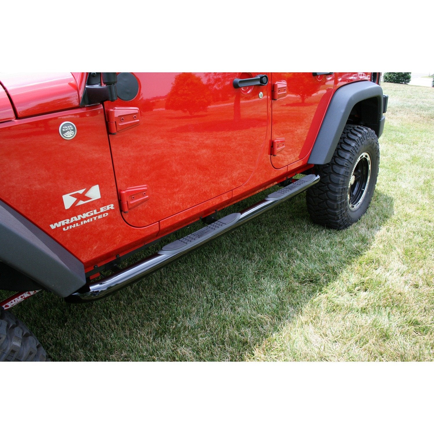 Tube Side Step Kit Rugged Ridge 11590.06, Round, 3 Inch, Black; 07-18 Jeep Wrangler, 4 Door
