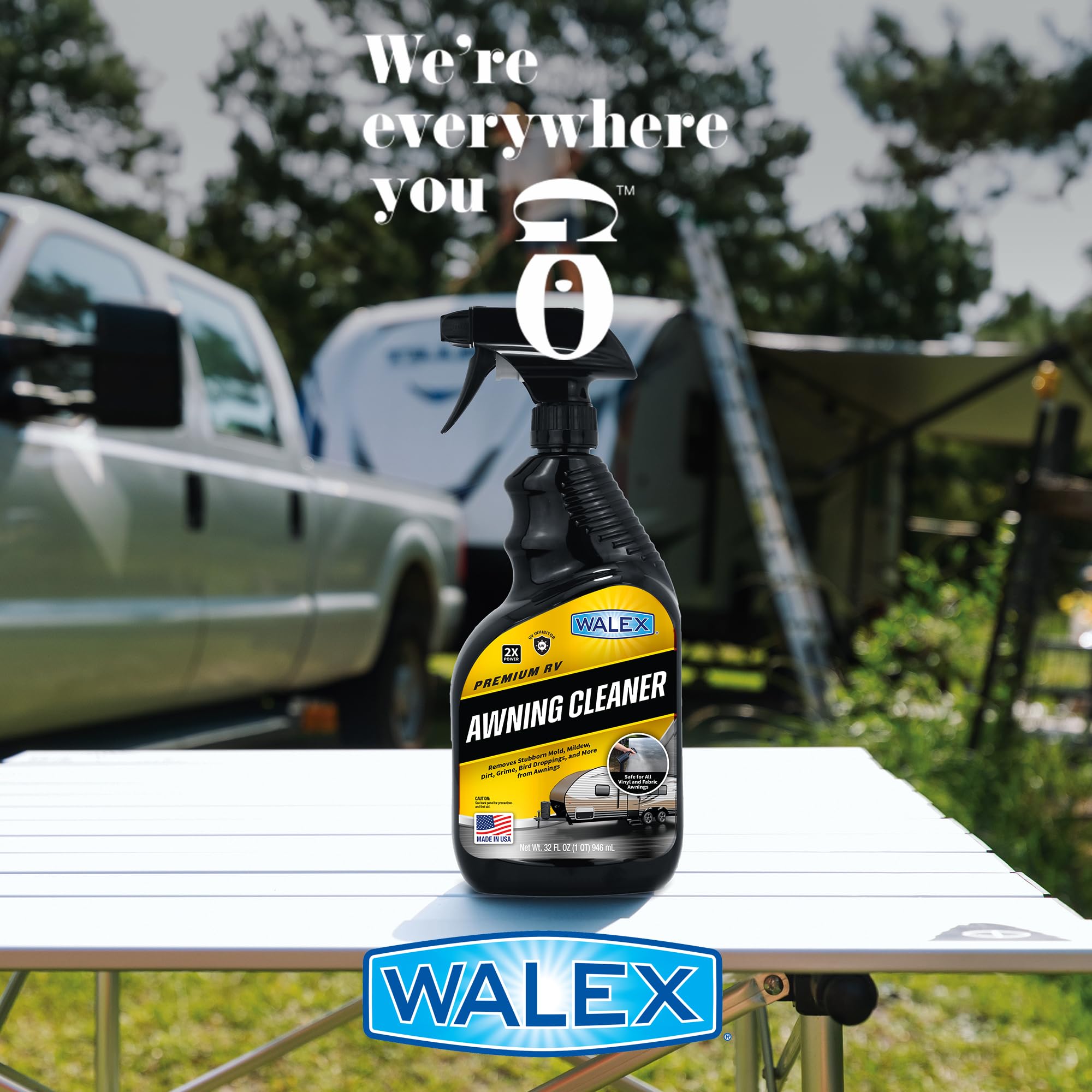 RV Awning Cleaner Walex - Safe for Vinyl & Fabric, Dissolves Tough Stains, Mold, Mildew, Dirt, Bird Droppings & More; Extends Awning Lifespan for RVs, Campers, Trailers & Motorhomes, 1 Gallon