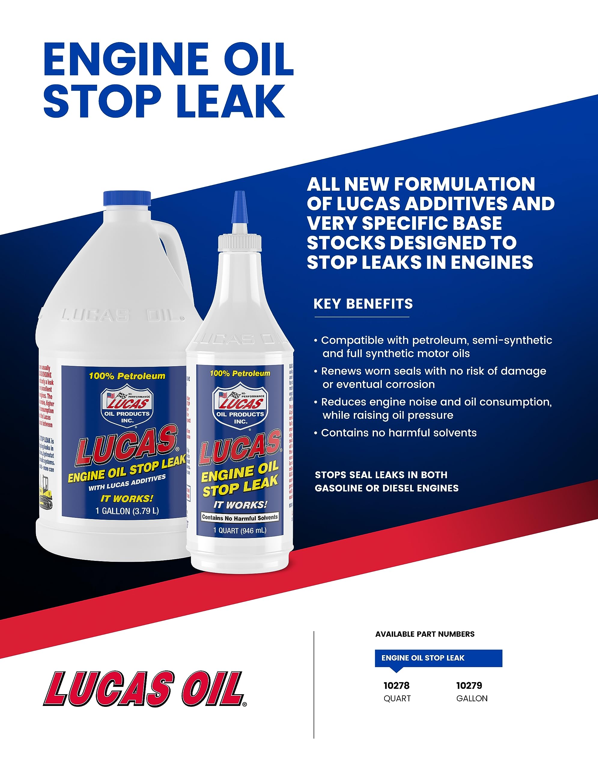 Engine Oil Lucas 10278 Stop Leak - 1 Quart