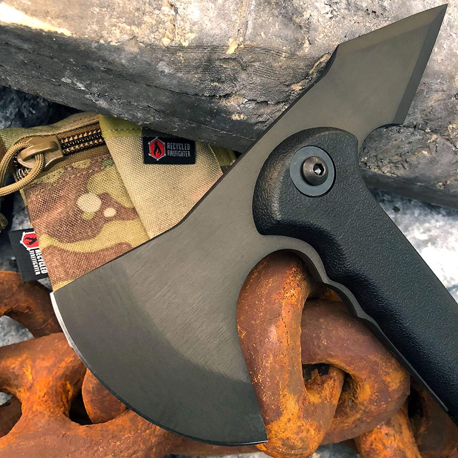 Cold Steel Tomahawk Drop Forged Survival Hatchet - Great for Camping, Survival, Outdoors and Chopping Wood, Trench Hawk - Black, One Size