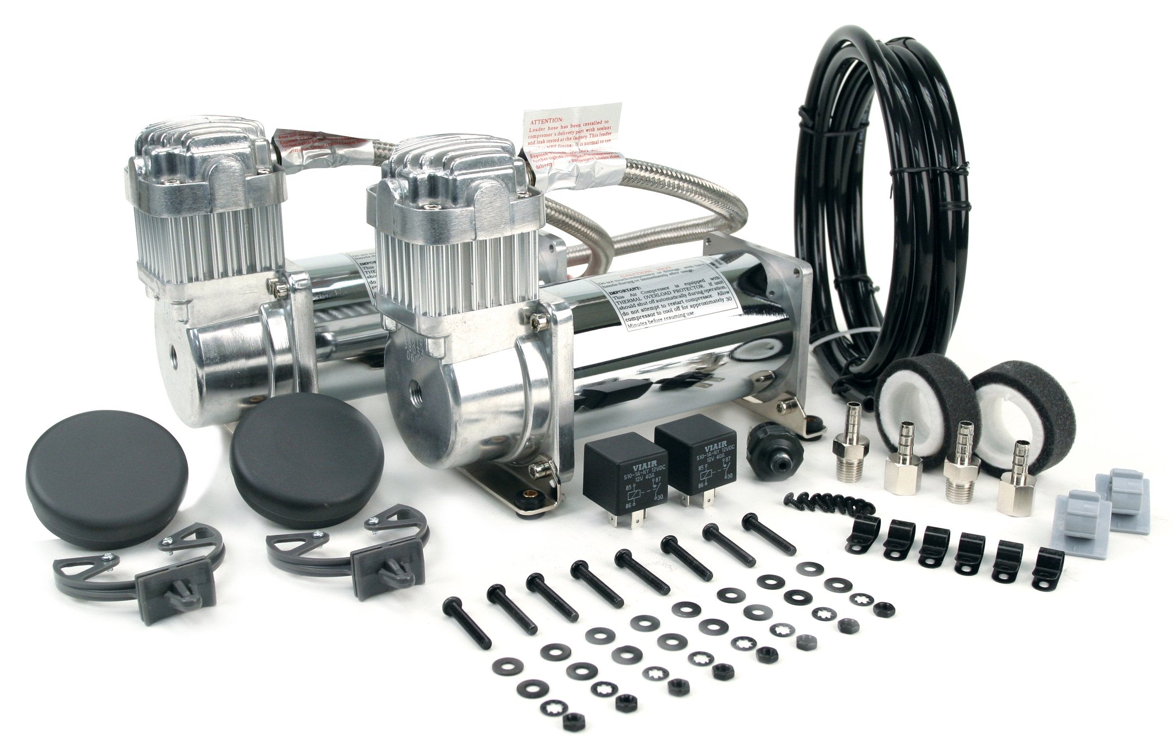 Dual VIAIR 400C Air Compressor for Air Suspension (2 Pack) 12V Fast Filling Compressor for Air Tanks, Tire Inflation, Air Horns 150 PSI (Chrome)