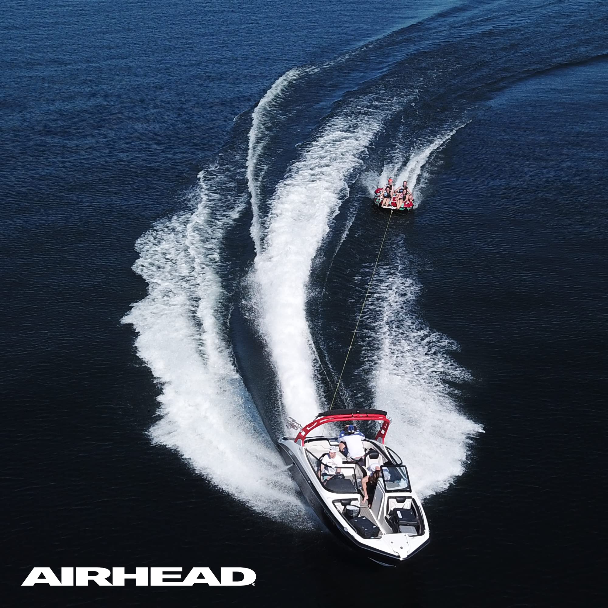 Airhead Tow Rope 2 Section, 1-4 Rider Towable Tube Compatible, Dual Sections, 4,150lb Break Strength, 50 ft and 60 ft Options, Keeper Included