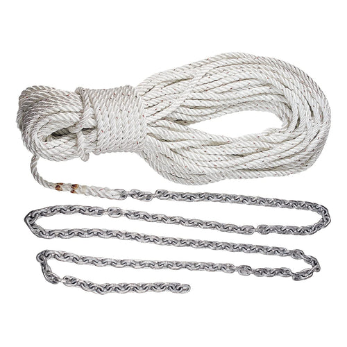 Lewmar Anchor Rode Boat for Windlasses - 5' 1/4" G4 Chain, 100' 1/2" Rope with 5/16" Shackle, High-Test-Rated Galvanized Links, Hand-Sewn Whipping