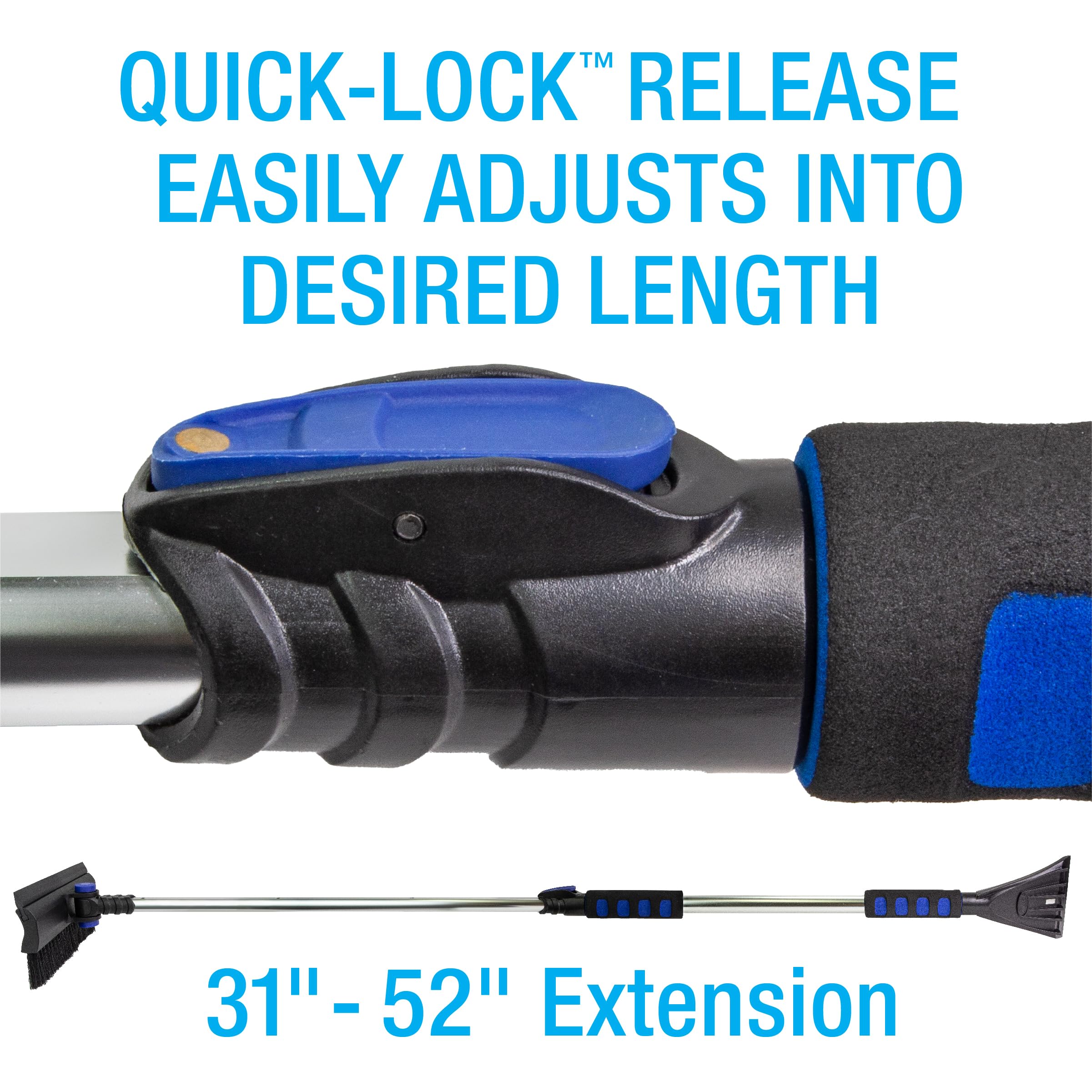 80052 SubZero 52" Quick-Release Handle Ice Scraper and Pivoting Snow Broom (Colors May Vary)