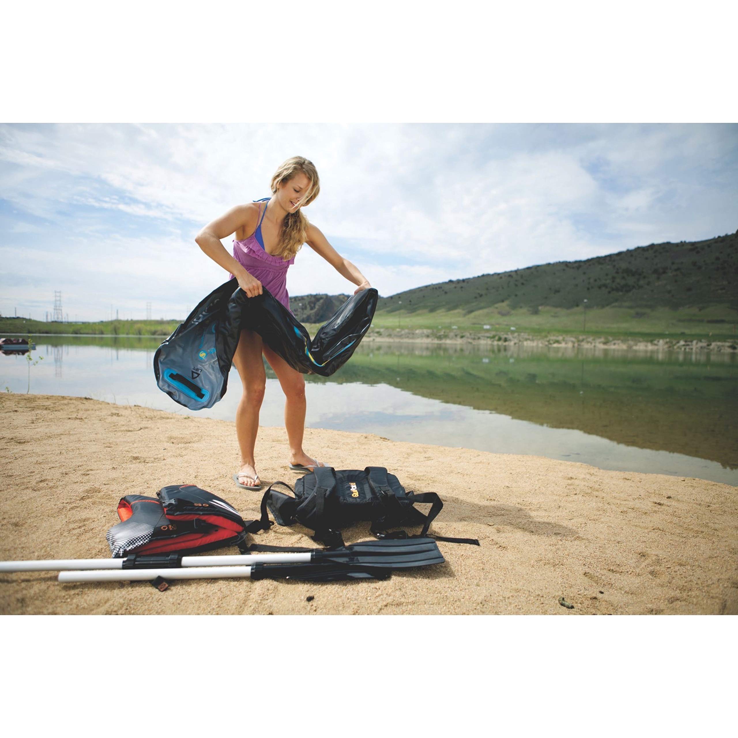 Sevylor K1 QuickPak 1-Person Inflatable Kayak, Kayak Folds into Backpack with 5-Minute Setup, 21-Gauge PVC Construction; Hand Pump & Paddle Included