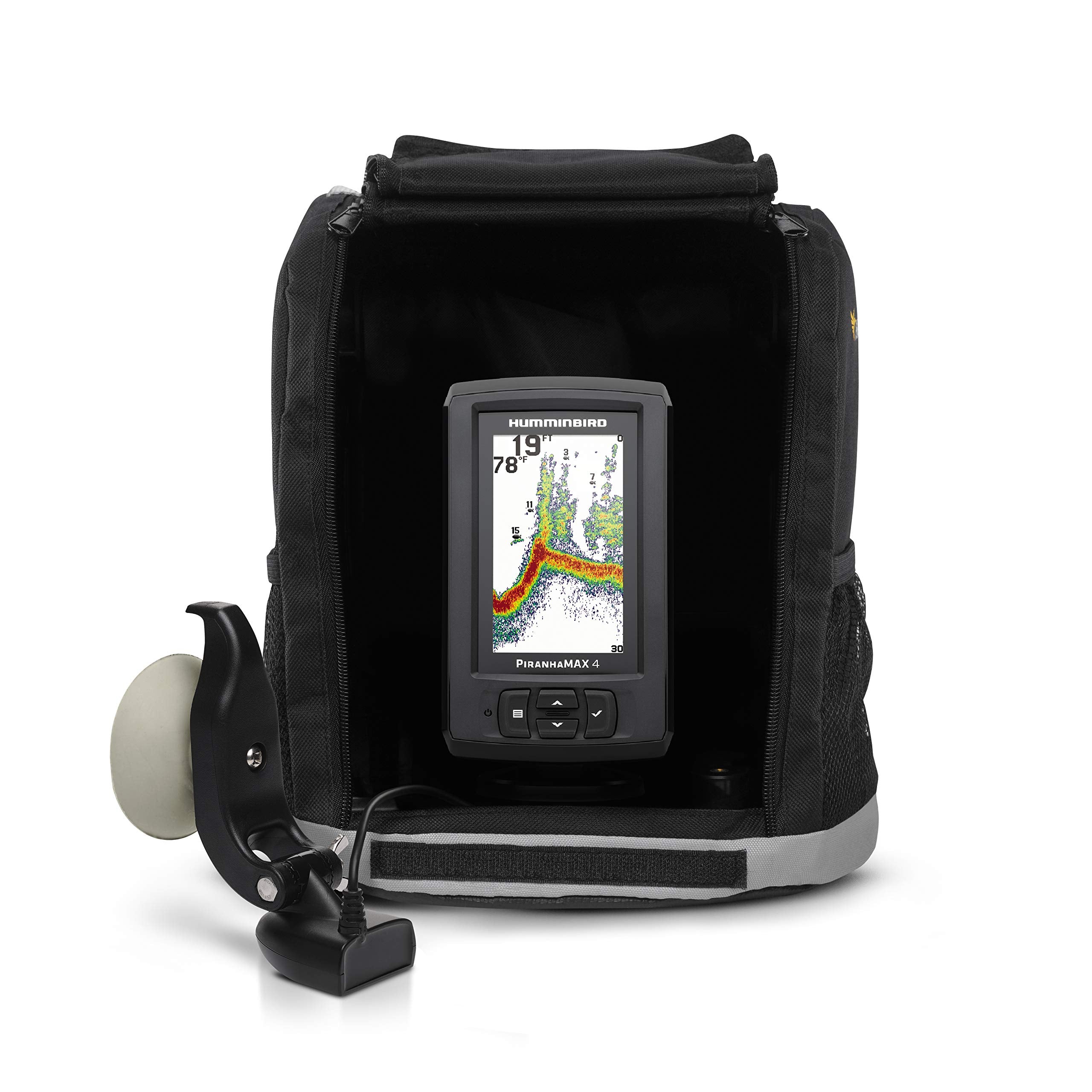 PiranhaMAX 4 Humminbird Fish Finder with Transducer, Dual Beam Sonar, Portable Carrying Case