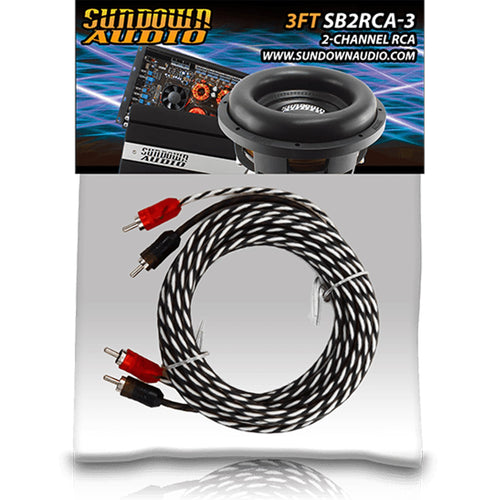 2 Channel Sundown Audio SB2-3 RCA Cable - 3FT Stereo Audio Interconnect, 24K Gold-Plated, Twisted Pair, Solid Conductor, Hi-Fi Sound for Car Audio