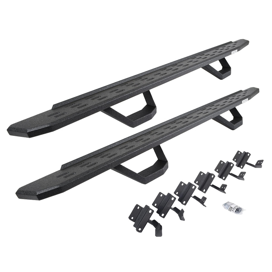 Go Rhino Running Boards RB30, Brackets, & 2 Pair of Drop Steps | Galvanized Steel, Protective Bedliner Coating | 6961558720T | Fits 2015-2024 Ford F-150 Super Crew & Others (See Description)