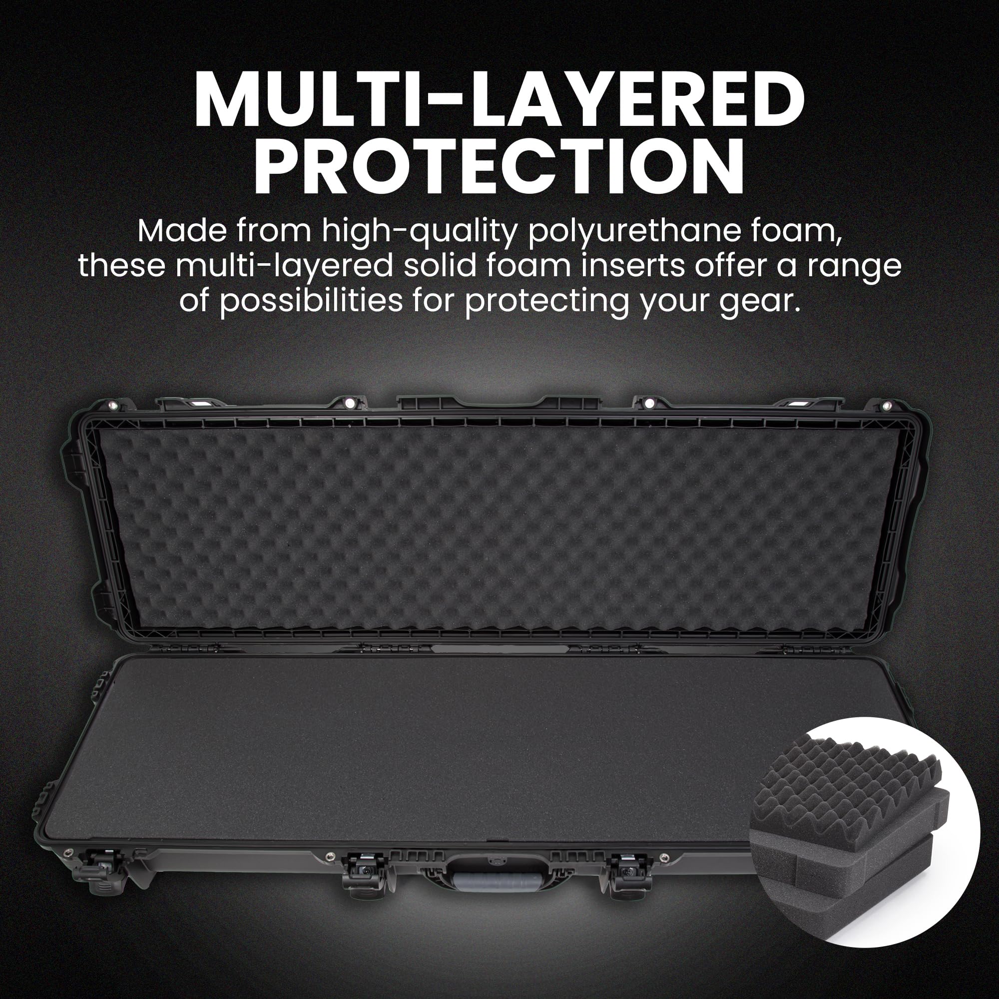 Hard Case NANUK 995 55” with Wheels & Customizable Foam Insert, IP67 Waterproof & Crushproof, Rugged Construction for Ultimate Protection, Made in North America – Black (55.1” x 17.3” x 6.6”)