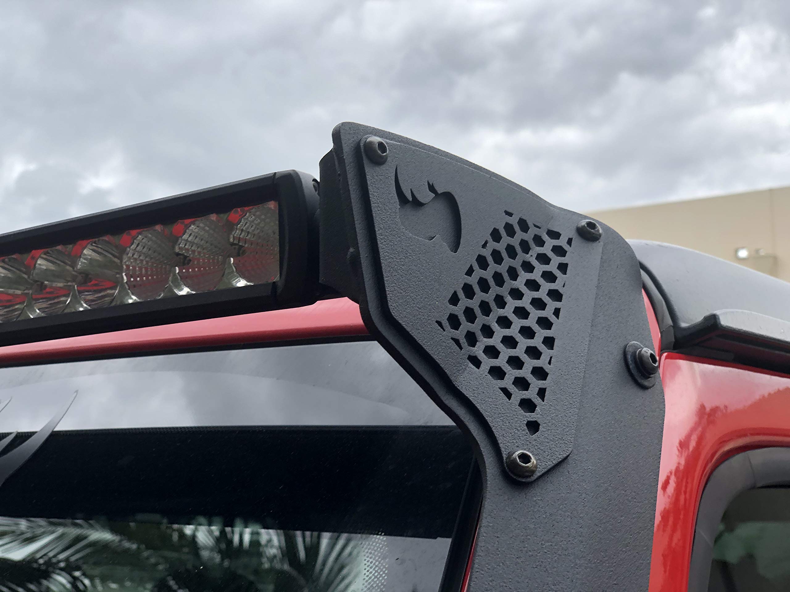 Go Rhino Windshield XE Light Frame for 50" LED Light Bar | Mild Steel, Textured Black | 730500T | Fits 2018-2024 Jeep Wrangler JL/JLU; 2020-2024 Jeep Gladiator JT Excludes Mojave Models