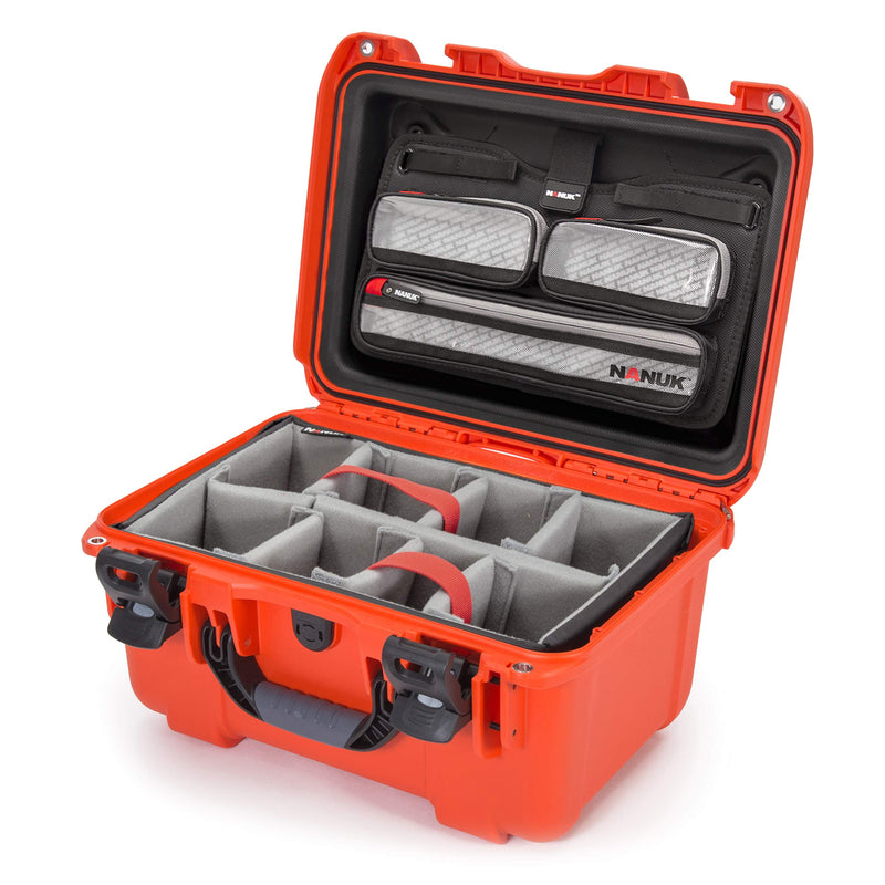 Waterproof Nanuk 918 Carry-on Hard Case with Lid Organizer and Padded Divider - Orange