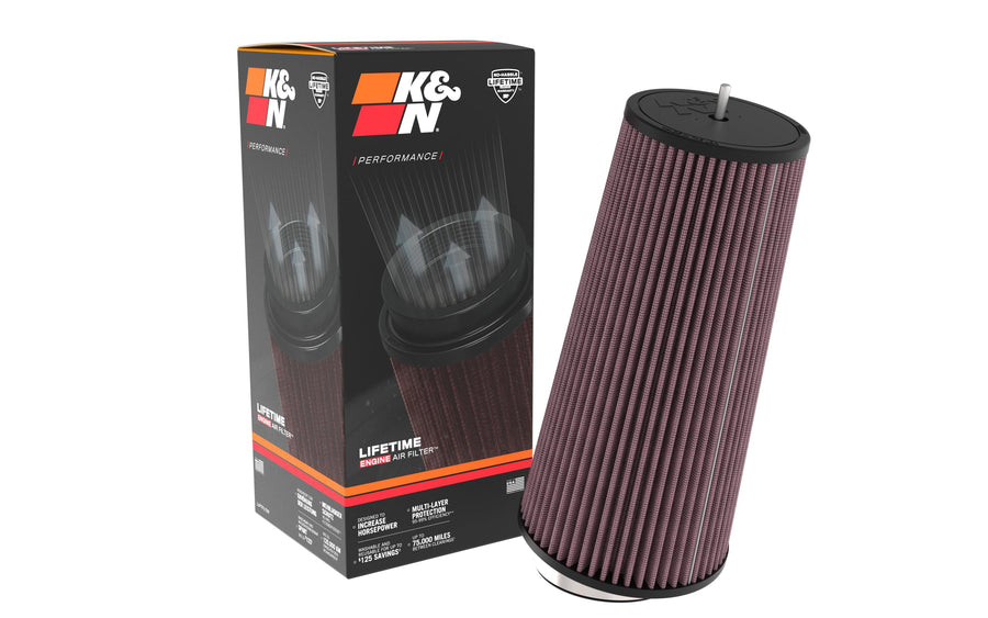 High-Flow K&N Original Lifetime Universal Clamp-On Filter: High Performance, Premium, Washable: Flange Diameter: 3.5 In, Filter Height: 12.125 In, Flange Length: 1.75 In, Shape: Round Straight,RU-3310