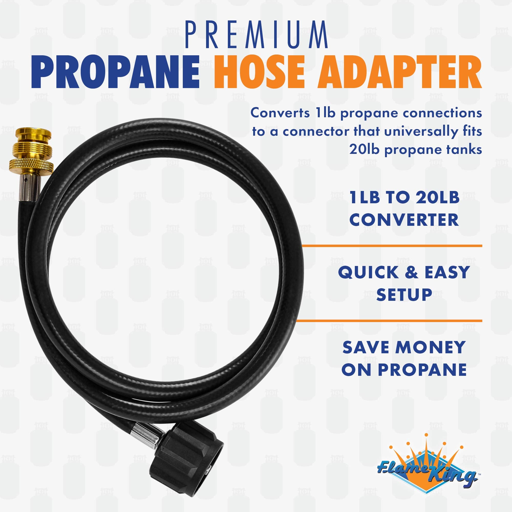 4-Feet Flame King Propane Adapter Hose 1lb to 20lb Converter Replacement for QCC1/Type1 Tank Connects 1LB Bulk Portable Appliance to 20lb Propane Tank