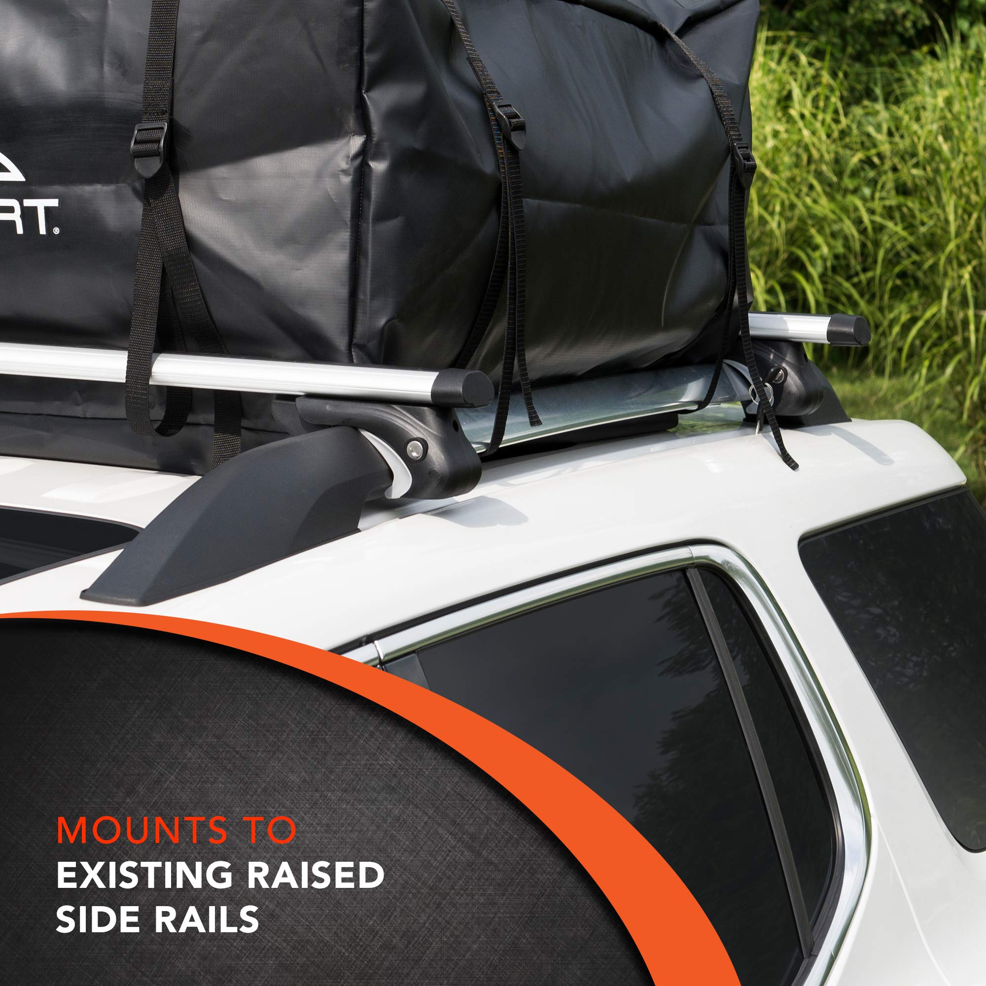 CARGOSMART Universal Cross Bars, 52”x5.8”x3” – Expands Carrying Capacity of Vehicle – Easily Mounts to Existing Raised Side Rails – Solid Steel Construction - No Assembly Required