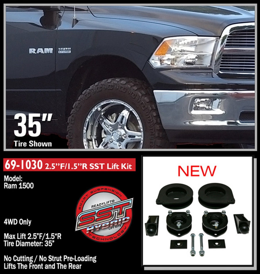 2.5" Readylift SST Lift Kit Front and 1.5" Rear, silver
