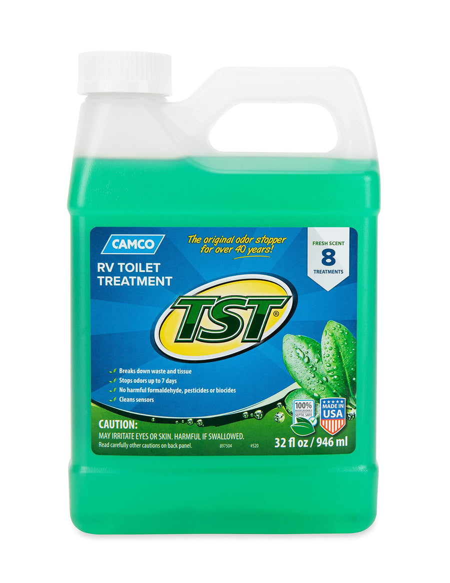 Camco TST RV Toilet Treatment Fresh Scent - Formaldehyde Free - Breaks Down Waste And Tissue - Septic Tank Safe - Treats up to 8-40 Gallon Holding Tanks (32 Ounce Bottle) (40226)