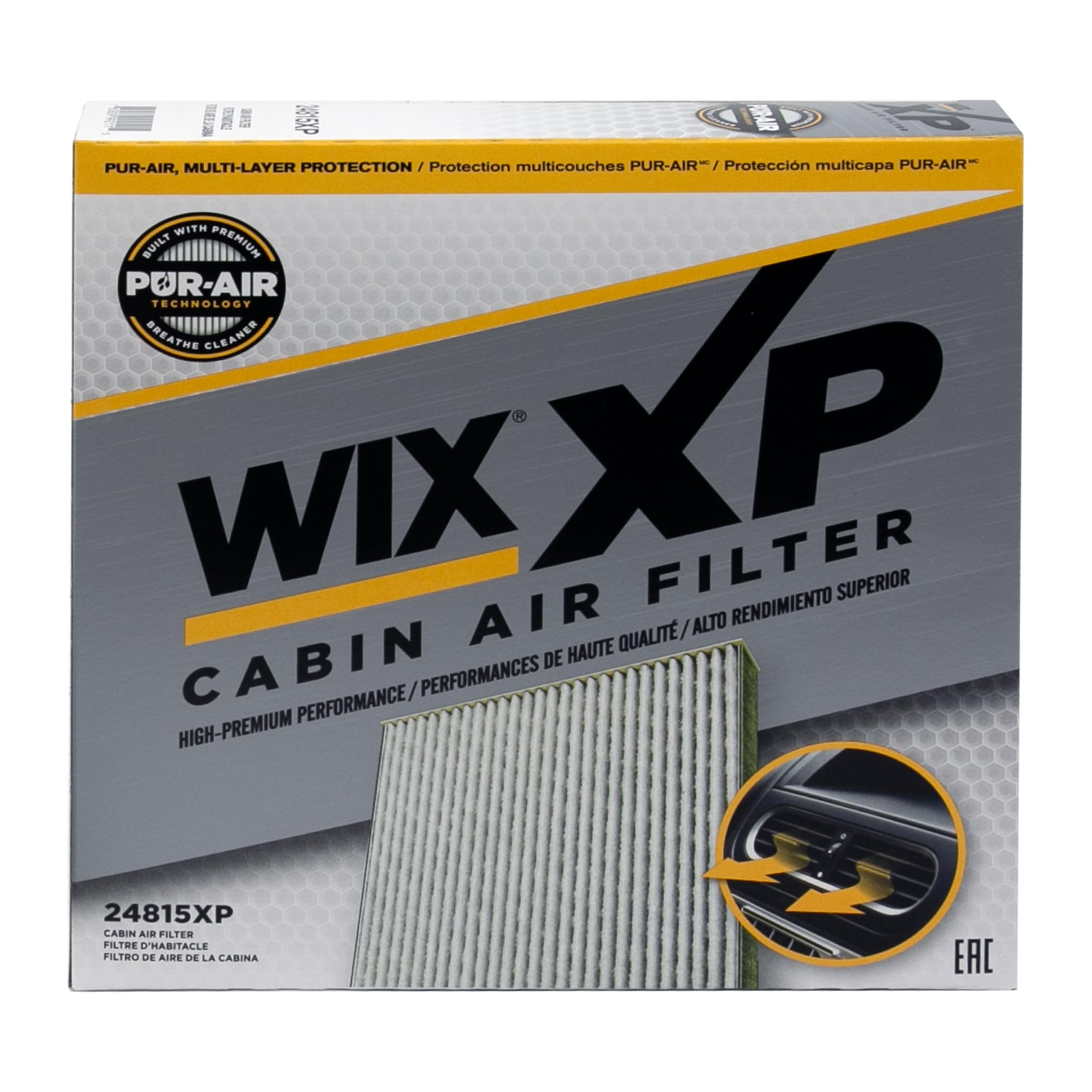 WIX XP Cabin Air Filter Replacement 24815XP, Triple-Layer Protection with Activated Carbon & Advanced Airflow Media Compatible With Various Honda Acura (03-19)