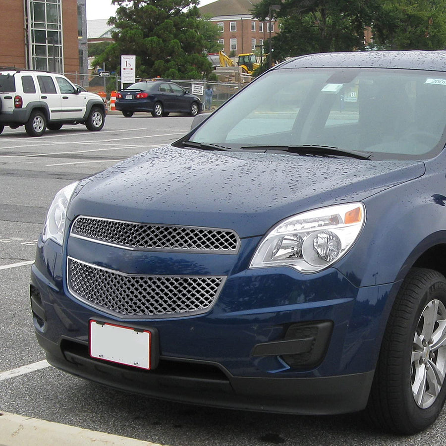 Chrome Mesh Front Hood Grill Grille Spec-D Tuning Compatible with Chevy Equinox 2010-2015 Upper+Lower