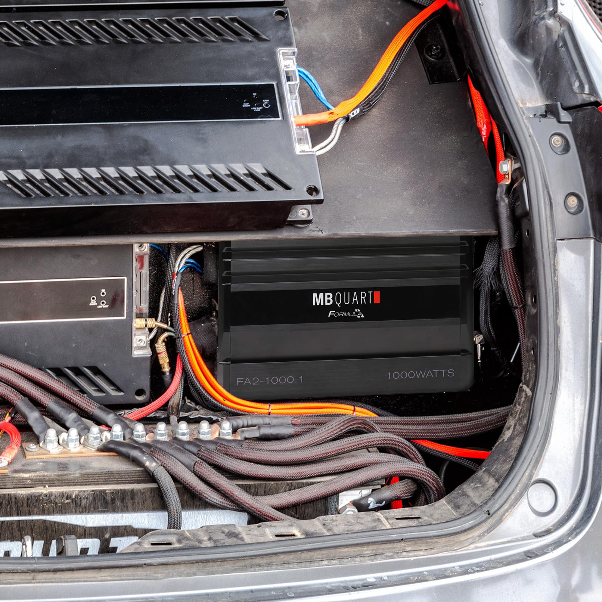 1,000 Watt MB Quart Formula Mono Full Range Class Q1 Car Audio Mobile Amplifier with Bass Remote, FA2-1000.1, Black