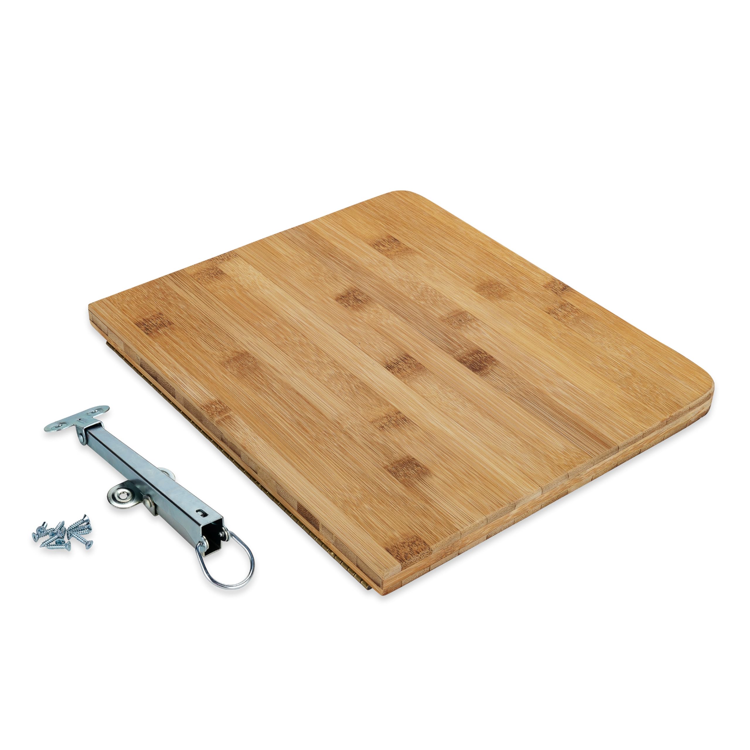 Camco RV Countertop Extension Bamboo Accents Camper/RV - Designed with Food-Safe Bamboo & Adds 12 Extra Inches of Countertop Space - Mounts with Metal Drop-Leaf Table Brace (43423)