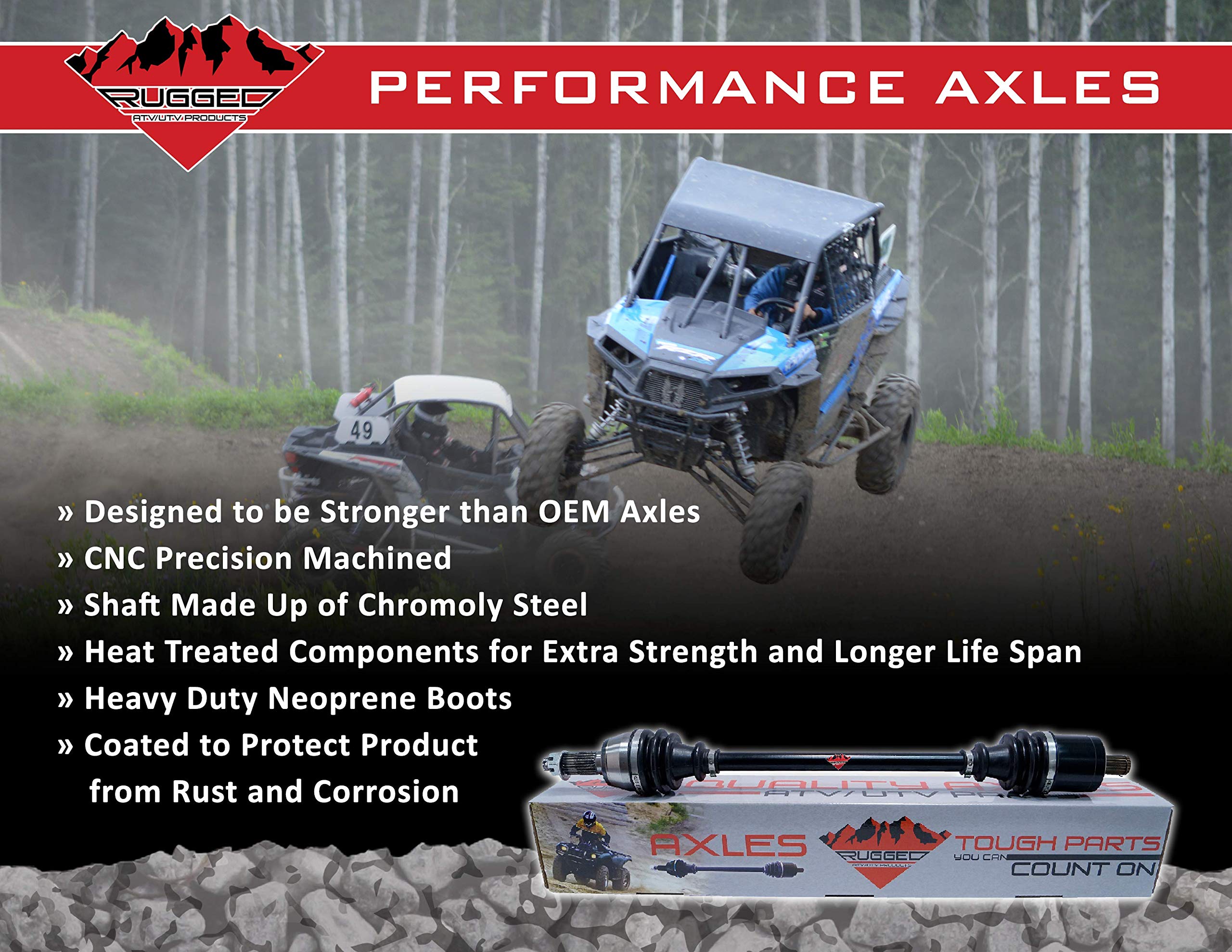 Rear Left Rugged Performance Axle for (2005-06) Polaris Ranger 500, In CNC Precision Components, Machined Heat Treated Long Life Span, Easy Install OEM: 1332284