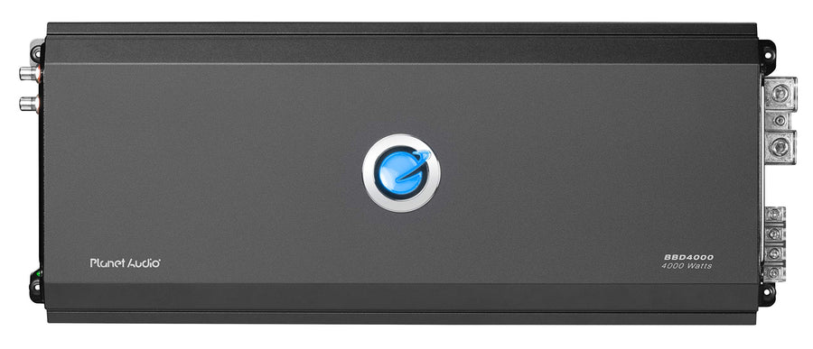 BBD4000 Planet Audio Class D Monoblock Car Amplifier - 4000 High Output, 1 Ohm, Low Level Inputs, Low Pass Crossover, Hook Up to Subwoofer for Bass