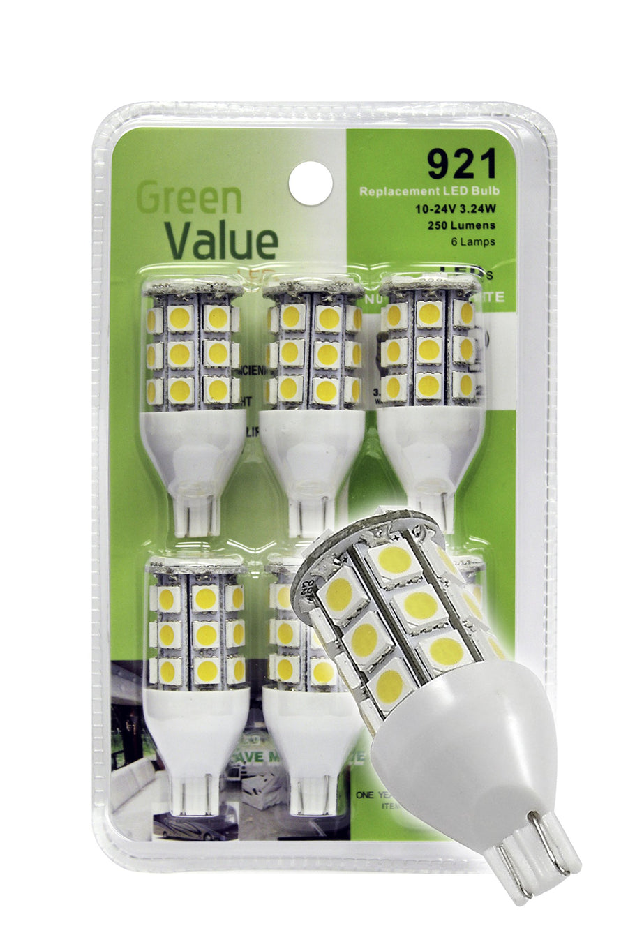 921 Base Ming's Mark 25012V LED Bulb - Natural White, Pack of 6