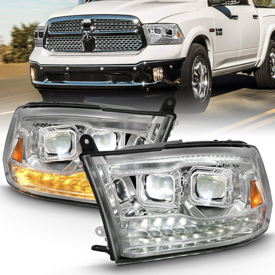 ANZO USA PROJECTOR LED PLANK STYLE SWITCHBACK H.L HALO CHROME AMBER (OE STYLE) (111465)