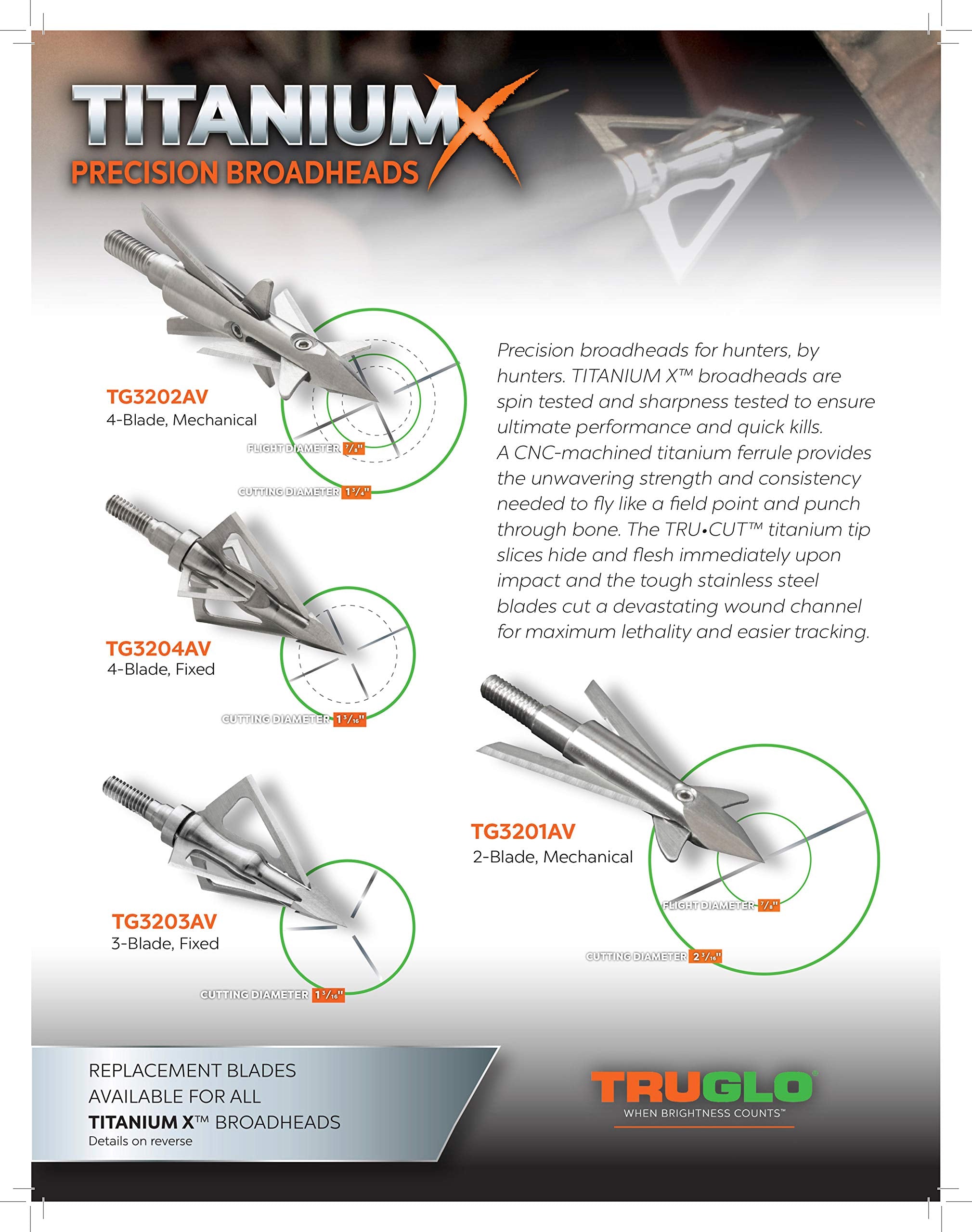 Archery TRUGLO Apex Archery 3-Blade Crossbow Arrow Broadheads, Multi, 32-inch US
