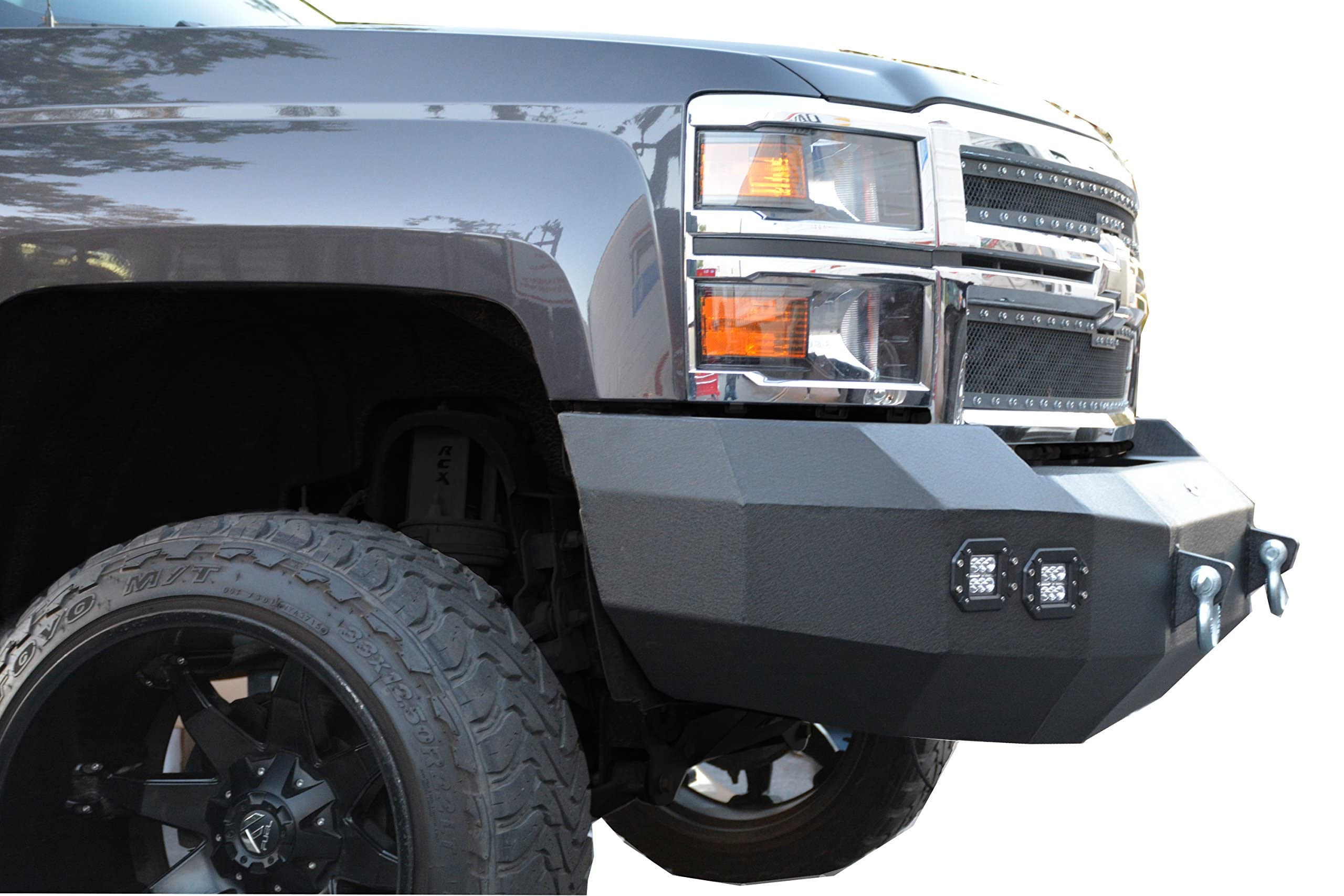 FBCS1-04 | DV8 Offroad | Front Bumper fits 2007-2013 Silverado 1500 | 3pc Modular Construction | Integrated Winch Mount | LED Lights Included