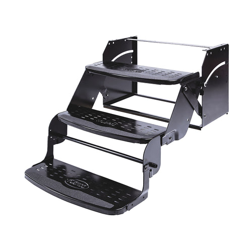 Stromberg Carlson RV Step Manual SMFP-3200L – Foldable Camper Stairs for Trailer Entry, Triple Pull Out Platform for RV, Rust Resistant Construction, Exterior Camper Step, 24" Wide Non-Skid Design
