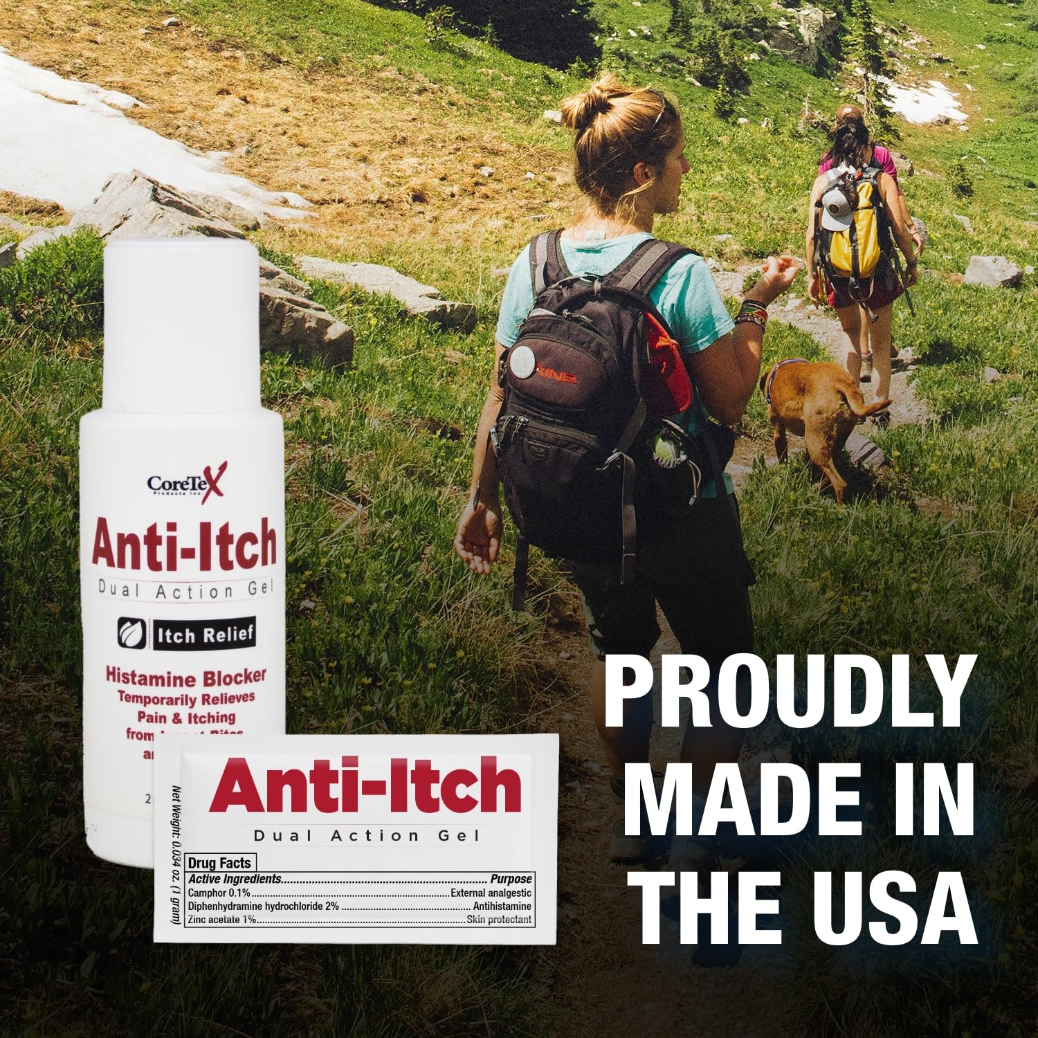 CoreTex Dual Action Anti-Itch Itch Relief Gel - 6oz Topical Analgesic for Fast Itch Relief from Poisonous Plant Rashes, Insect Bites, & Other Mild Skin Irritations
