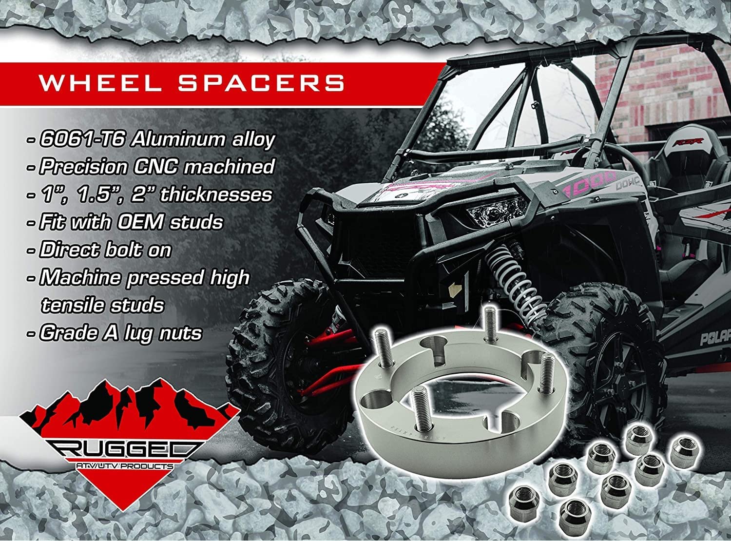 Wheel Spacer Rugged for 2014–2023 Yamaha Viking, Wolverine X4/X2, YXZ 1000R Front, Rear