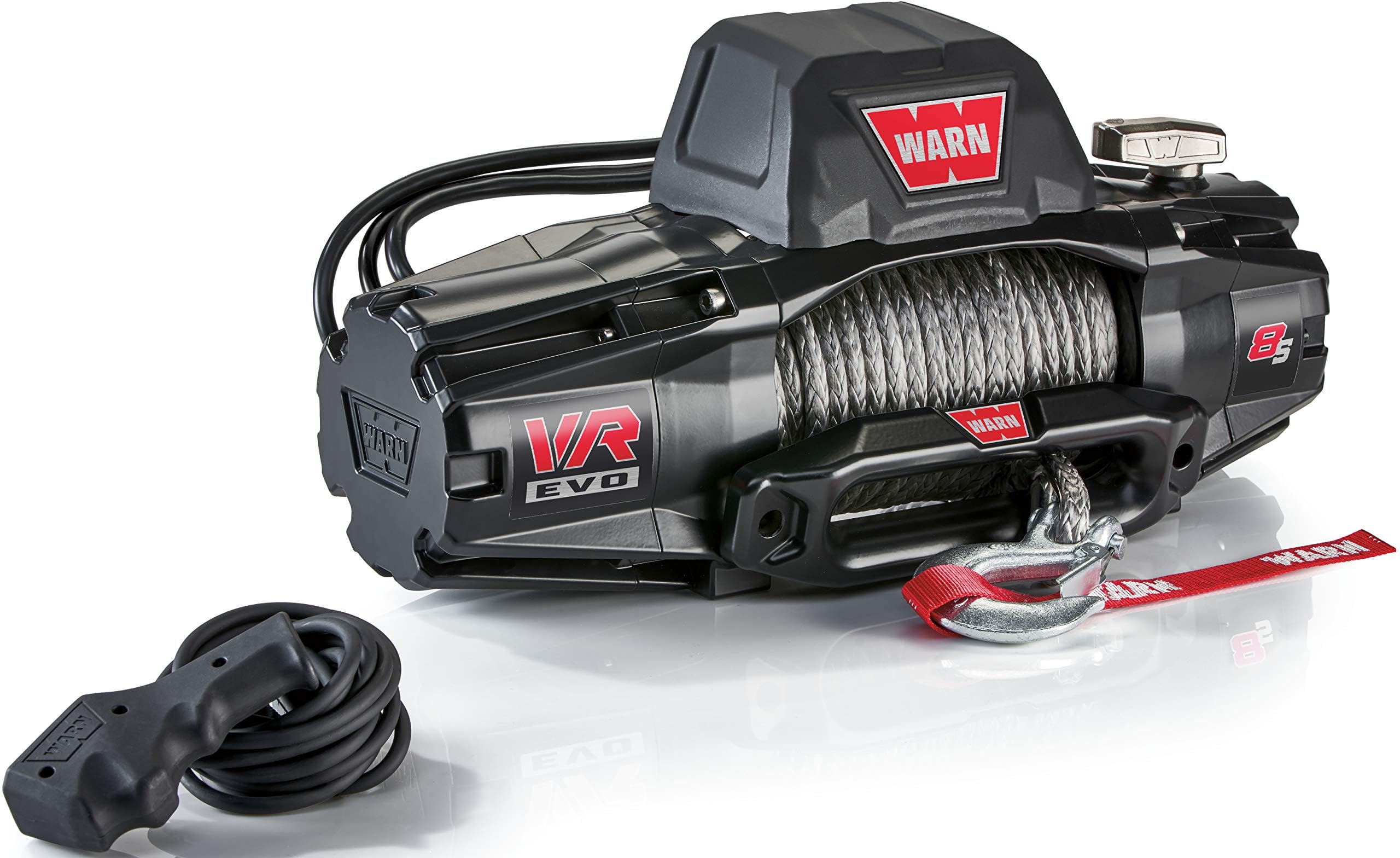 8-S WARN VR EVO Electric 12V DC Winch – 8,000 lb Pulling Capacity, Synthetic Rope, IP68 Waterproof, High-Performance Off-Road Recovery Winch for Jeeps, SUVs, and Light Trucks