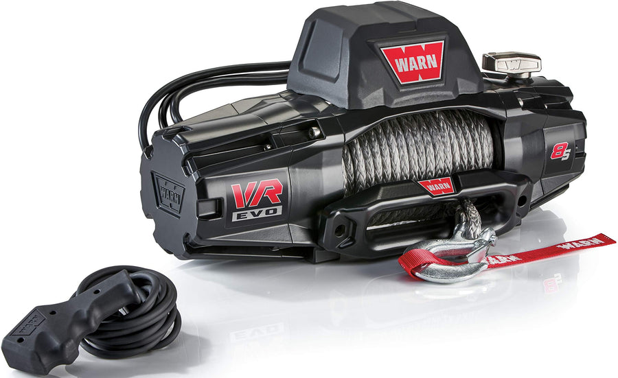 8-S WARN VR EVO Electric 12V DC Winch – 8,000 lb Pulling Capacity, Synthetic Rope, IP68 Waterproof, High-Performance Off-Road Recovery Winch for Jeeps, SUVs, and Light Trucks
